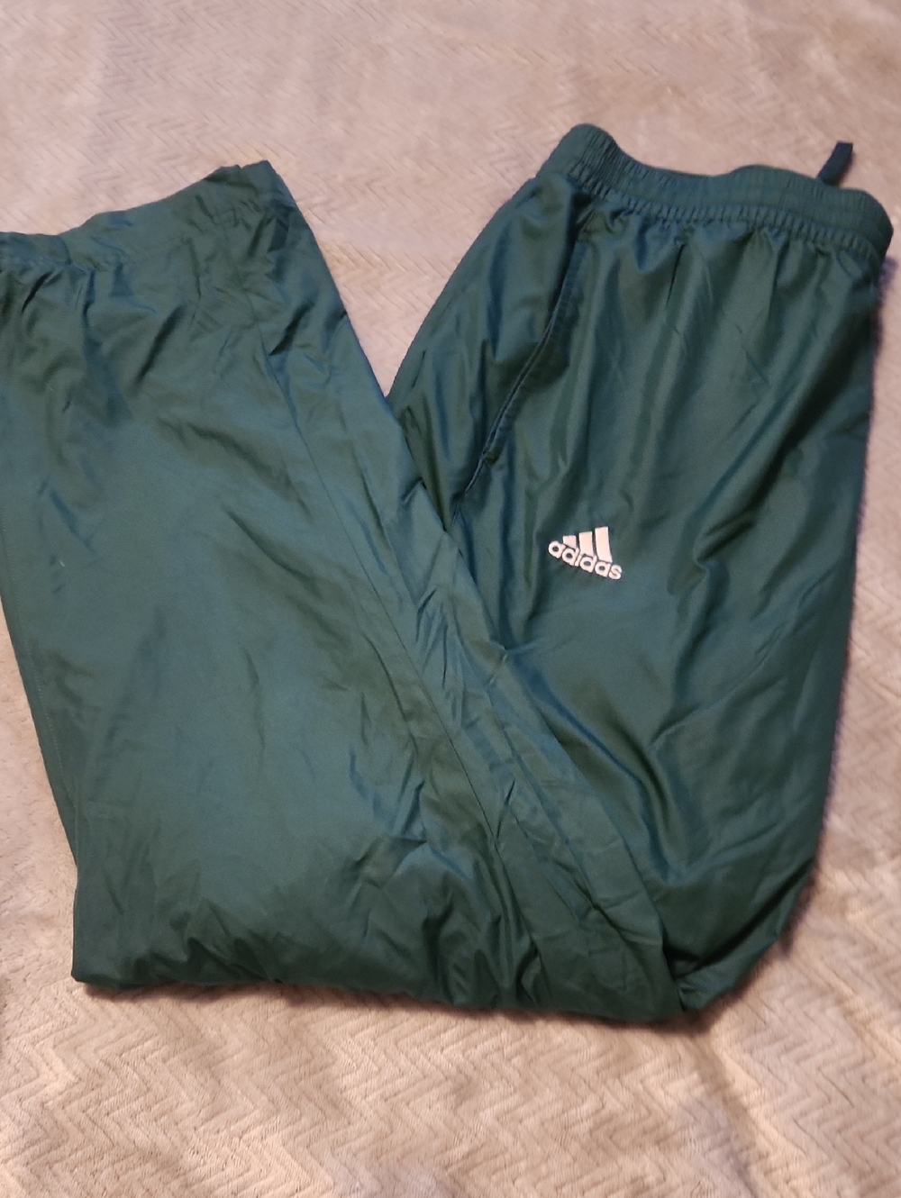 adidas Dark Green Athletic Track Pants with White Logo